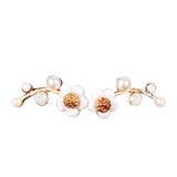 Elegant Women Flower Faux Pearl Inlaid Ear Climbers Crawler Earrings Jewelry