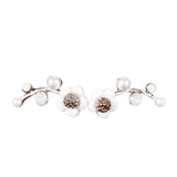 Elegant Women Flower Faux Pearl Inlaid Ear Climbers Crawler Earrings Jewelry