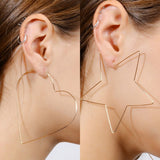 Fashion Women Big Hollow Star Heart Charm Statement Huggie Hoop Earrings Jewelry