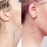 Fashion Women Big Hollow Star Heart Charm Statement Huggie Hoop Earrings Jewelry