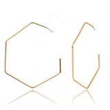 Fashion Women Large Hexagon Pendant Statement Stud Earrings Party Jewelry Gift