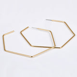 Fashion Women Large Hexagon Pendant Statement Stud Earrings Party Jewelry Gift