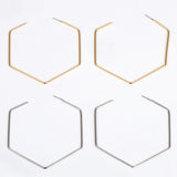 Fashion Women Large Hexagon Pendant Statement Stud Earrings Party Jewelry Gift