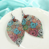 Ethnic Hollow Colorful Leaf Pendant Drop Women Statement Hook Earrings Jewelry
