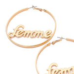 Women Geometric Femme Baby Letter Hollow Hoop Circle Earring Statement Jewelry