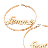 Women Geometric Femme Baby Letter Hollow Hoop Circle Earring Statement Jewelry