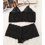 Sexy Women's Push-up Padded Nightwear Bra Set Solid High Waist Lace Underwear