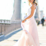 Women Lace Splicing Formal Wedding Bridesmaid Long Evening Party Prom Dress