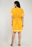 Modern Yellow Crepe A- Line Dress For Women