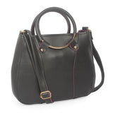 Elite Black Artificial Leather Solid Handheld Bag For Women