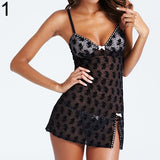 Women's Sexy See Through Lingerie Dress Sleepwear Nightwear + G-String Underwear