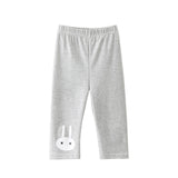 Lovely Rabbit Printed Cotton Middle Rise Half Length Kids Girls Leggings Pants