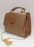 Women's Regular Size Solid Tan Artificial Leather Handheld Bag