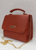 Women's Regular Size Solid Tan Artificial Leather Handheld Bag