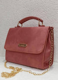 Women's Regular Size Solid Tan Artificial Leather Handheld Bag