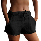 Summer hot style fringed cotton and linen shorts