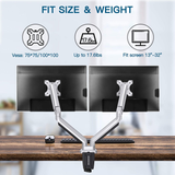 Dual Monitor Mount Stand - Height Adjustable Gas Spring Monitor Desk
