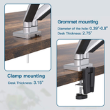 Dual Monitor Mount Stand - Height Adjustable Gas Spring Monitor Desk