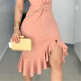 Pink One-shoulder Kink Dress European And American