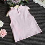 Fashion Ruffles Bowknot Children Girls Summer Sleeveless Top Shorts Clothes Set