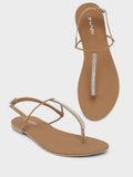 Women's Embellished T-Strap Flat Sandals