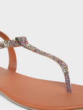 Women's Glitter T-Strap Flat Sandals