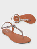 Women's Glitter T-Strap Flat Sandals