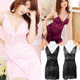 Women Sexy Lace Patchwork Underwear G-string Night Robe Nightdress Sleepwear - ENSEIGNE DENIS