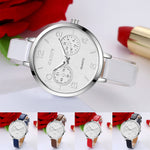 Women Fashion Simple Analog Quartz Slim Faux Leather Wrist Watch Decor Gift