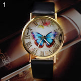 Fashion Women Casual Butterfly Faux Leather Strap Analog Quartz Dress Wrist Watch - ENSEIGNE DENIS