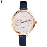 Women Fashion Simple Analog Quartz Slim Faux Leather Wrist Watch Decor Gift