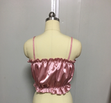 Sexy ruffled halter tube top chiffon sleeveless T-shirt