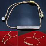Women's Fashion Glitter Pave Bar Adjustable Drawstring Slider Bracelet Bangle