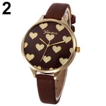 Women Geneva Love Heart Dial Analog Faux Leather Band Quartz Wrist Watch