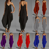 Women's Sexy Spaghetti Strap V-Neck Sleeveless Overall Long Jumpsuit Romper