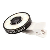 Universal LED Selfie Light Phone Lens 3 in 1 0.65X Wide Angle 10X Macro 185 Degree Fisheye Lens Kit For iPhone Android
