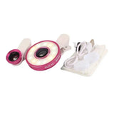 Universal LED Selfie Light Phone Lens 3 in 1 0.65X Wide Angle 10X Macro 185 Degree Fisheye Lens Kit For iPhone Android