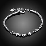 Women's 925 Sterling Silver Charm Love Heart Wings Bracelet Cuff Bangle Jewelry