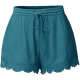 Fashion Solid Color Lace Drawstring Women's Summer Casual Loose Shorts Hot Pants