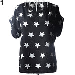 Women's Summer Chiffon Stars Pirnt T-shirts Batwing Short Sleeve Tops Blouse