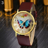 Fashion Women Casual Butterfly Faux Leather Strap Analog Quartz Dress Wrist Watch - ENSEIGNE DENIS