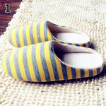 Women's Men's Winter Striped Warm Soft Anti-Slip  Indoor Shoes Home Slippers