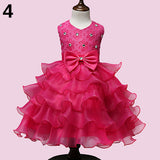 Girls Bowknt 5-Layer Skirt Princess Tutu Wedding Birthday Baptism Cake Dress
