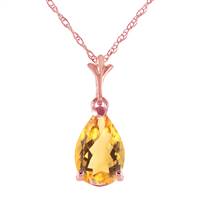 1.5 Carat 14K Solid Rose Gold Pear Citrine Necklace