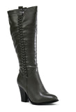 Block Heel Pleat Boot Grey