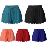 Fashion Solid Color Lace Drawstring Women's Summer Casual Loose Shorts Hot Pants