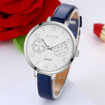 Women Fashion Simple Analog Quartz Slim Faux Leather Wrist Watch Decor Gift