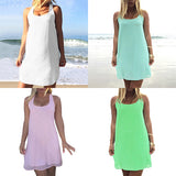 Women's Casual Chiffon Tank Dress Sleeveless Back Bowknot Mini Party Vestido