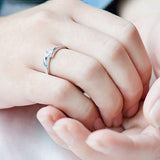 Women's Silver Plated Jewelry Finger Ring Zircon Inlaid Engagement Wedding Ring
