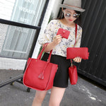 4Pcs Luxury Fashion Women Tassels Wallet Card Holder Handbag Crossbody Bag Set